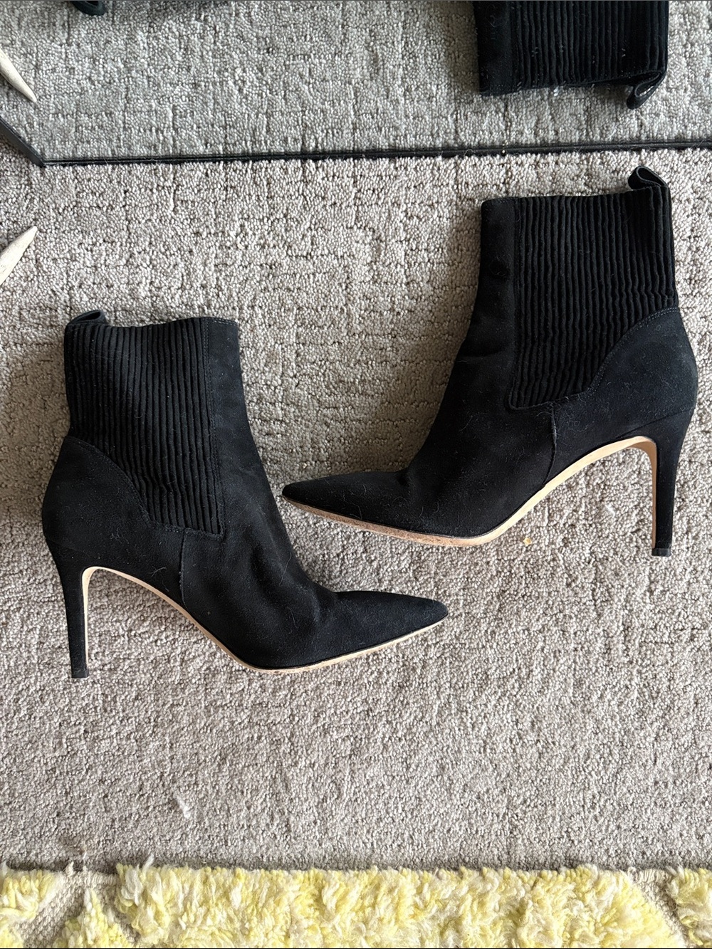 Via Spiga Black Suede Pointed Toe Stiletto Ankle Boots 10.5